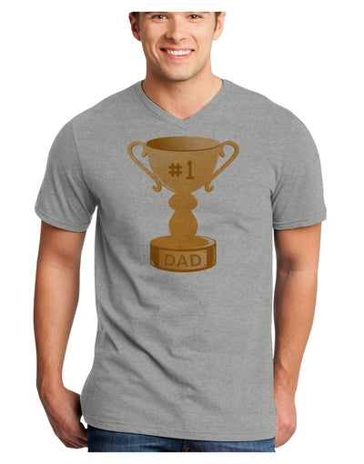 Number One Dad Trophy Adult V-Neck T-shirt-Mens V-Neck T-Shirt-TooLoud-HeatherGray-Small-Davson Sales