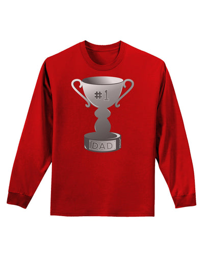 Number One Dad Trophy - Grayscale Adult Long Sleeve Dark T-Shirt-TooLoud-Red-Small-Davson Sales