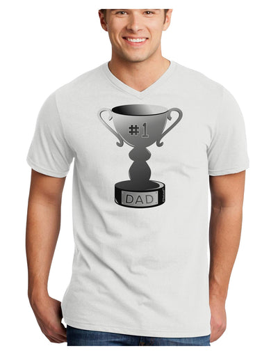 Number One Dad Trophy - Grayscale Adult V-Neck T-shirt-Mens V-Neck T-Shirt-TooLoud-White-Small-Davson Sales