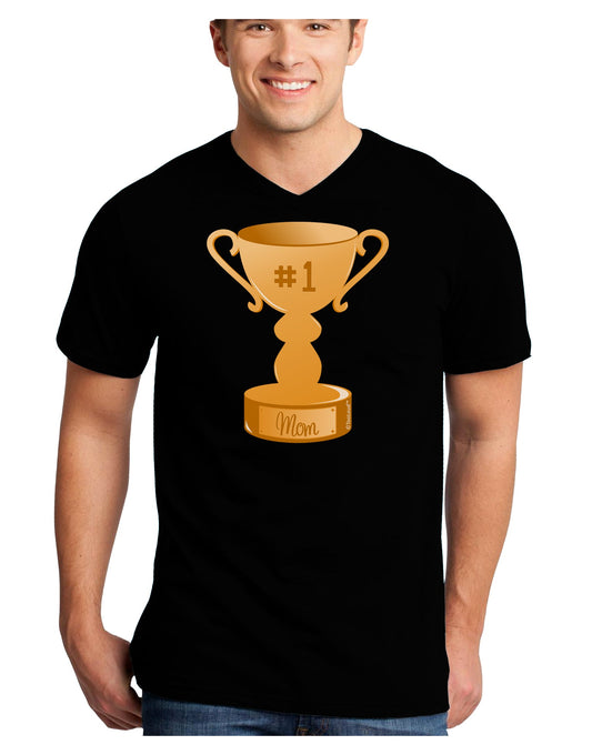 Number One Mom Trophy Adult Dark V-Neck T-Shirt by TooLoud-Mens V-Neck T-Shirt-TooLoud-Black-Small-Davson Sales