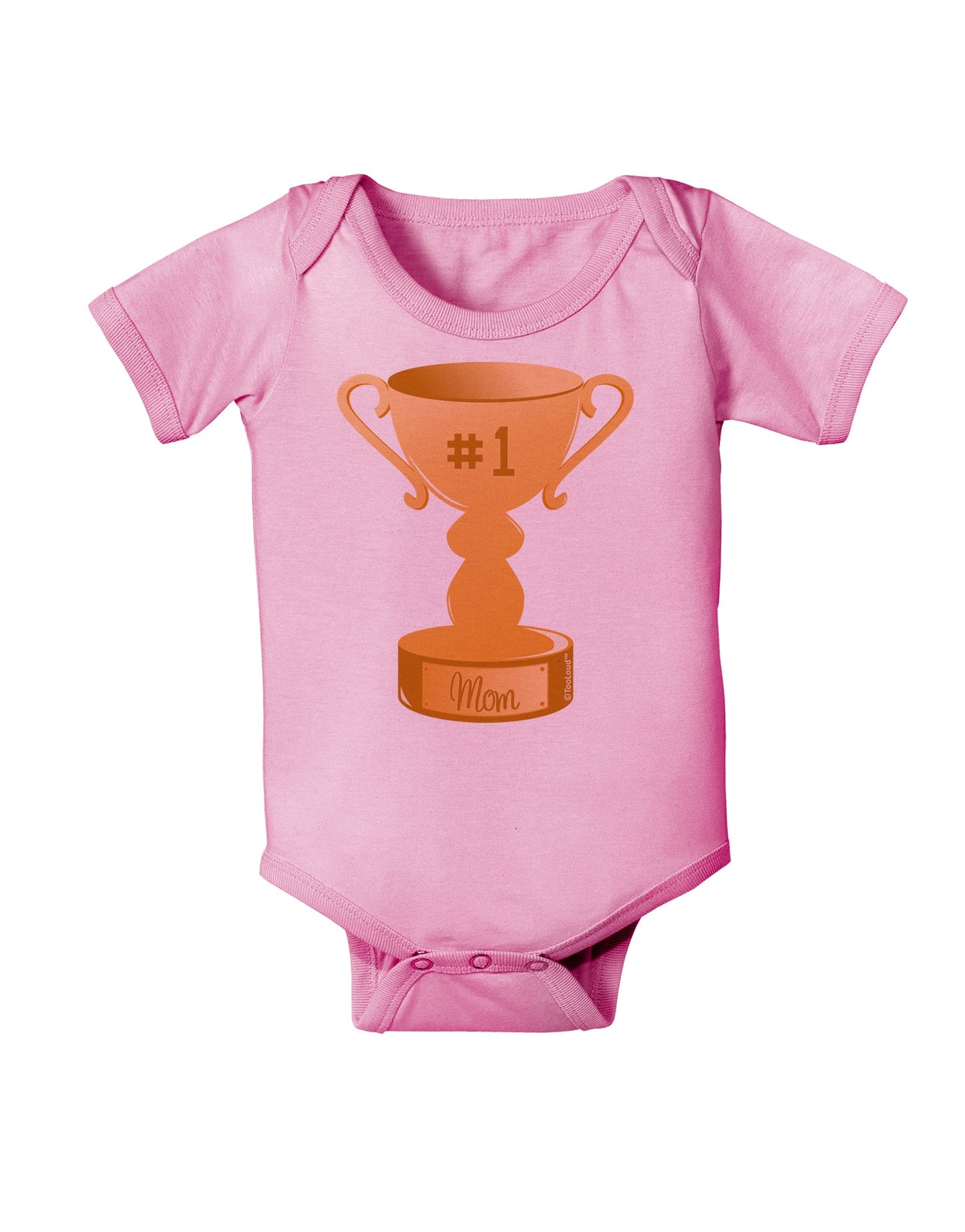 Number One Mom Trophy Baby Romper Bodysuit by TooLoud-Baby Romper-TooLoud-Light-Pink-06-Months-Davson Sales