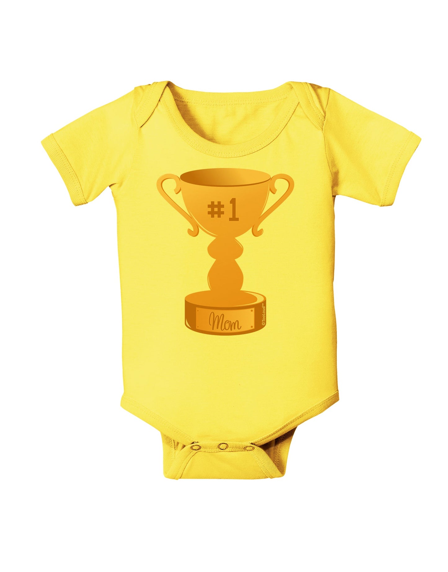 Number One Mom Trophy Baby Romper Bodysuit by TooLoud-Baby Romper-TooLoud-Yellow-06-Months-Davson Sales