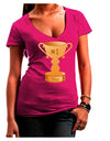 Number One Mom Trophy Juniors V-Neck Dark T-Shirt by TooLoud-Womens V-Neck T-Shirts-TooLoud-Hot-Pink-Juniors Fitted Small-Davson Sales