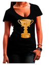 Number One Mom Trophy Juniors V-Neck Dark T-Shirt by TooLoud-Womens V-Neck T-Shirts-TooLoud-Black-Juniors Fitted Small-Davson Sales