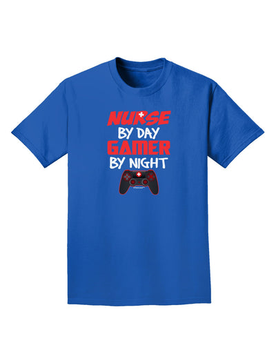 Nurse By Day Gamer By Night Adult Dark T-Shirt-Mens T-Shirt-TooLoud-Royal-Blue-Small-Davson Sales