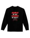 Nurse By Day Gamer By Night Adult Long Sleeve Dark T-Shirt-TooLoud-Black-Small-Davson Sales