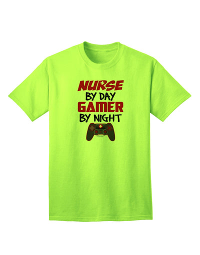 Nurse By Day Gamer By Night Adult T-Shirt-unisex t-shirt-TooLoud-Neon-Green-Small-Davson Sales