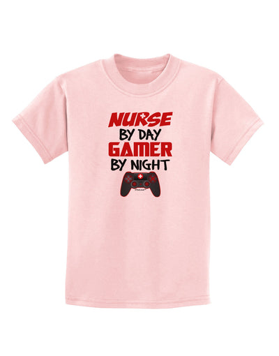 Nurse By Day Gamer By Night Childrens T-Shirt-Childrens T-Shirt-TooLoud-PalePink-X-Small-Davson Sales