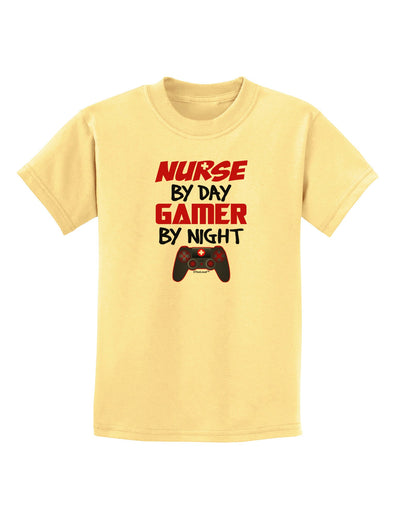 Nurse By Day Gamer By Night Childrens T-Shirt-Childrens T-Shirt-TooLoud-Daffodil-Yellow-X-Small-Davson Sales