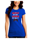 Nurse By Day Gamer By Night Juniors Petite Crew Dark T-Shirt-T-Shirts Juniors Tops-TooLoud-Royal-Blue-Juniors Fitted Small-Davson Sales