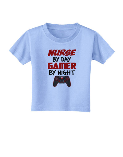 Nurse By Day Gamer By Night Toddler T-Shirt-Toddler T-Shirt-TooLoud-Aquatic-Blue-2T-Davson Sales