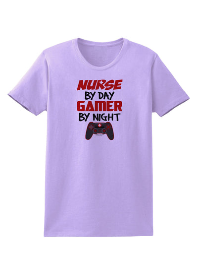 Nurse By Day Gamer By Night Womens T-Shirt-Womens T-Shirt-TooLoud-Lavender-X-Small-Davson Sales