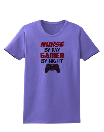 Nurse By Day Gamer By Night Womens T-Shirt-Womens T-Shirt-TooLoud-Violet-X-Small-Davson Sales