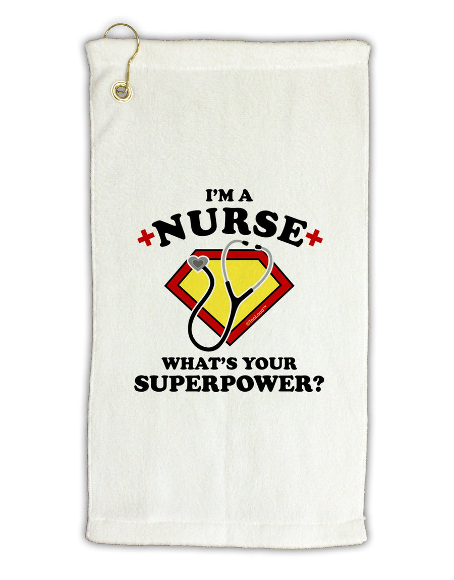 Nurse - Superpower Micro Terry Gromet Golf Towel 16 x 25 inch-Golf Towel-TooLoud-White-Davson Sales