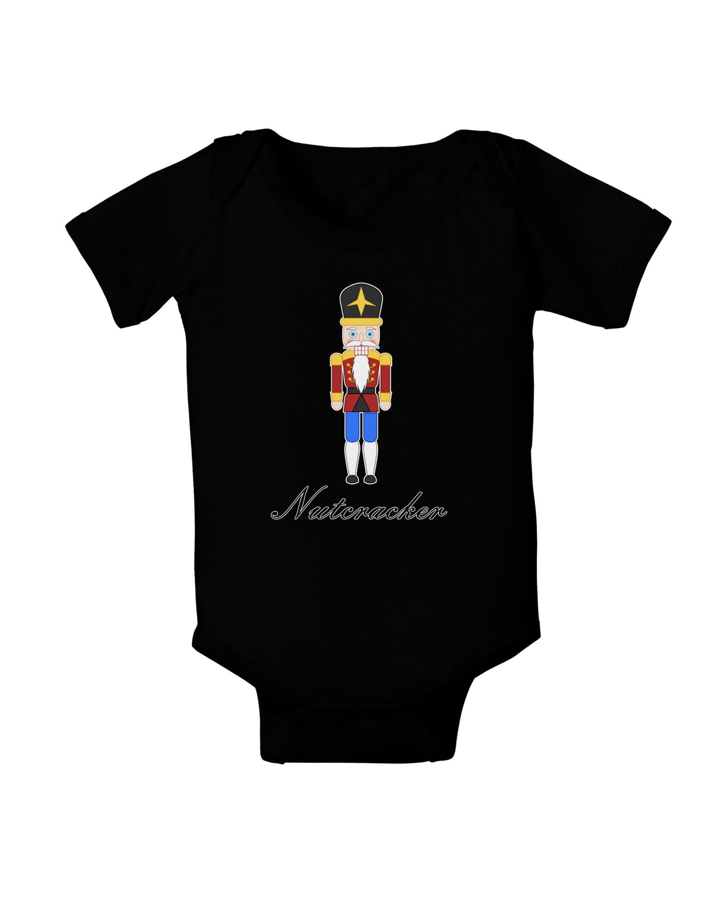 Nutcracker Design - Red Gold Black Text Baby Romper Bodysuit Dark-Baby Romper-TooLoud-Black-06-Months-Davson Sales