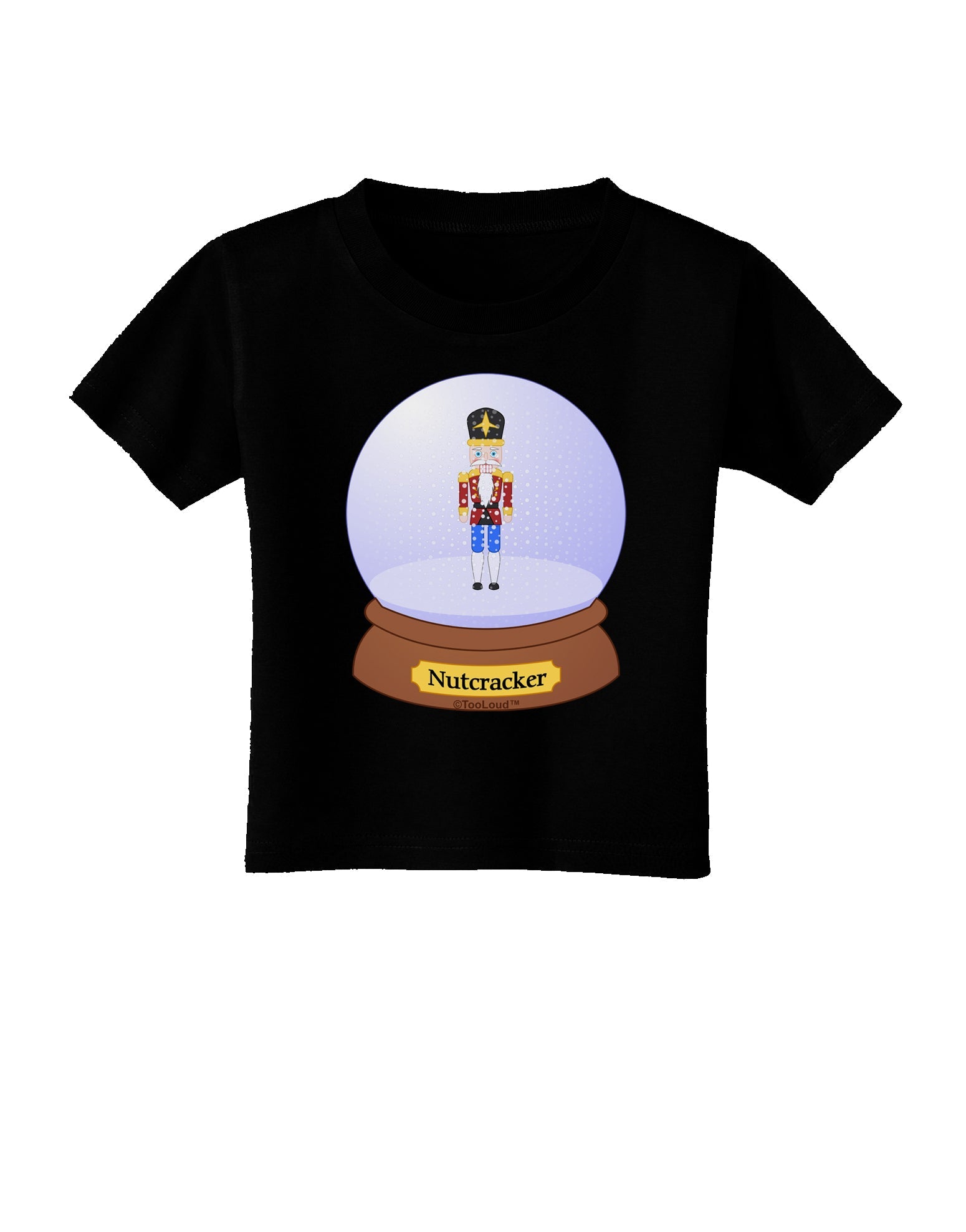 Nutcracker Snow Globe - Red Gold Black Toddler T-Shirt Dark by TooLoud-Toddler T-Shirt-TooLoud-Black-2T-Davson Sales
