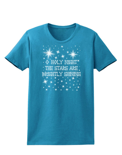O Holy Night Shining Christmas Stars Womens Dark T-Shirt-TooLoud-Turquoise-X-Small-Davson Sales