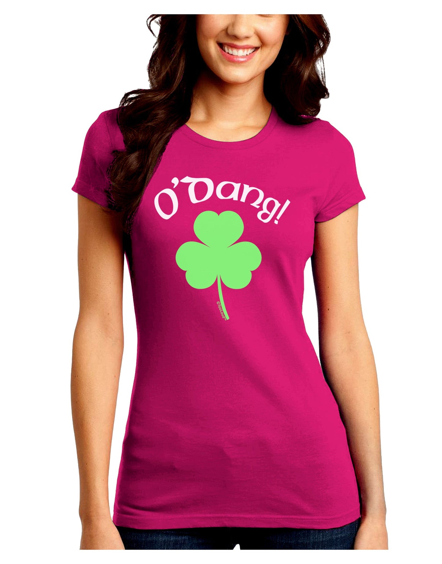 O'Dang - St Patrick's Day Juniors Petite Crew Dark T-Shirt-T-Shirts Juniors Tops-TooLoud-Hot-Pink-Juniors Fitted Small-Davson Sales