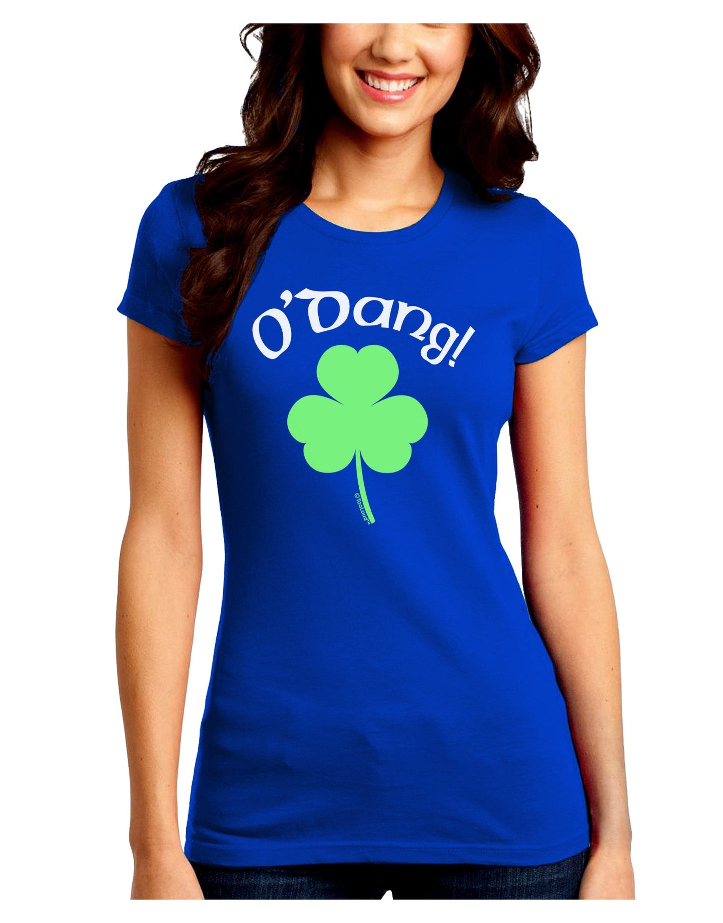 O'Dang - St Patrick's Day Juniors Petite Crew Dark T-Shirt-T-Shirts Juniors Tops-TooLoud-Royal-Blue-Juniors Fitted Small-Davson Sales