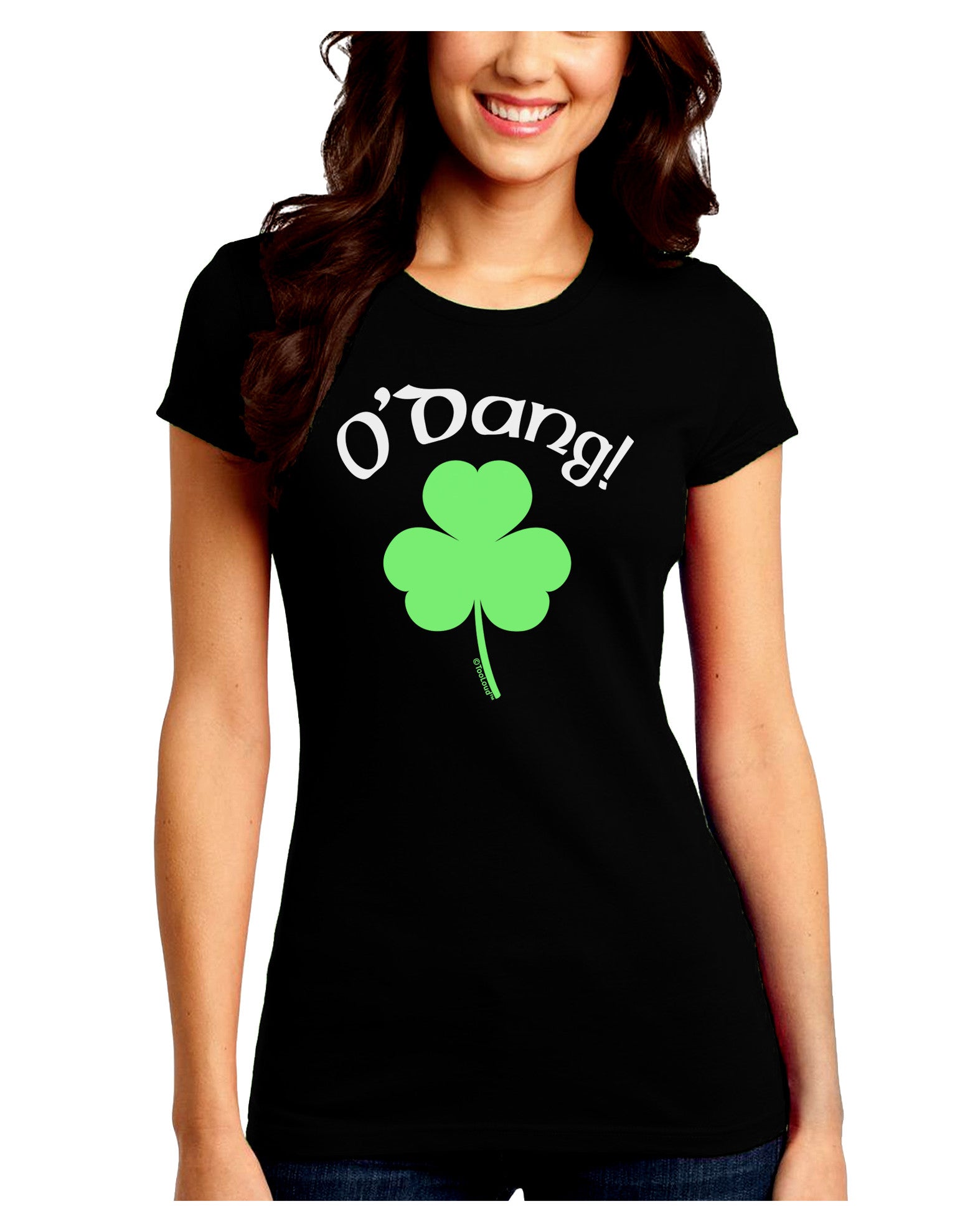 O'Dang - St Patrick's Day Juniors Petite Crew Dark T-Shirt-T-Shirts Juniors Tops-TooLoud-Black-Juniors Fitted Small-Davson Sales