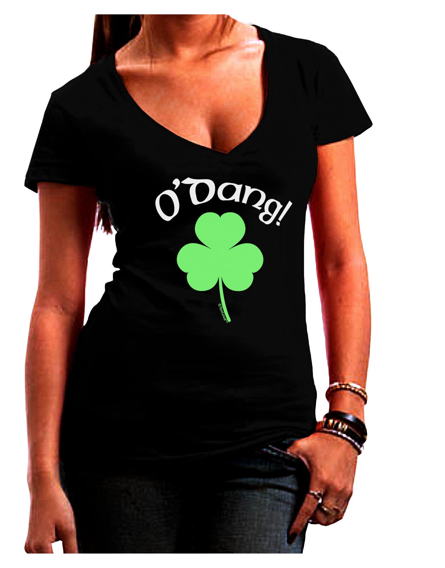 O'Dang - St Patrick's Day Womens V-Neck Dark T-Shirt-Womens V-Neck T-Shirts-TooLoud-Black-Juniors Fitted Small-Davson Sales