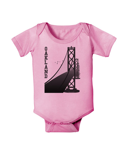 Oakland Text Bay Bridge Baby Romper Bodysuit-Baby Romper-TooLoud-Pink-06-Months-Davson Sales