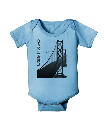 Oakland Text Bay Bridge Baby Romper Bodysuit-Baby Romper-TooLoud-LightBlue-06-Months-Davson Sales