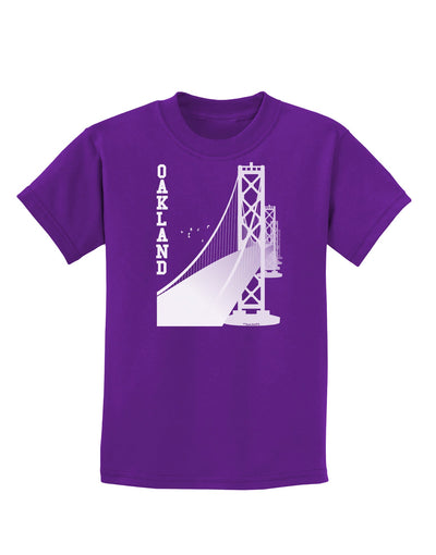 Oakland Text Bay Bridge Childrens Dark T-Shirt-Childrens T-Shirt-TooLoud-Purple-X-Small-Davson Sales