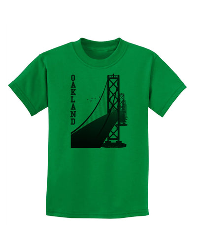 Oakland Text Bay Bridge Childrens T-Shirt-Childrens T-Shirt-TooLoud-Kelly-Green-X-Small-Davson Sales