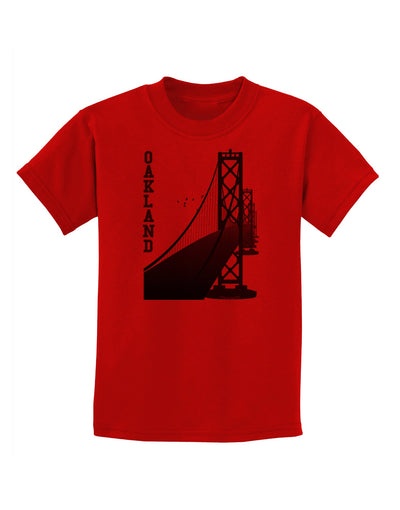 Oakland Text Bay Bridge Childrens T-Shirt-Childrens T-Shirt-TooLoud-Red-X-Small-Davson Sales