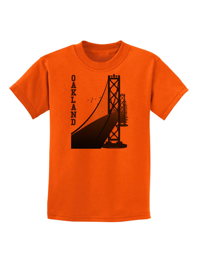 Oakland Text Bay Bridge Childrens T-Shirt-Childrens T-Shirt-TooLoud-Orange-X-Small-Davson Sales