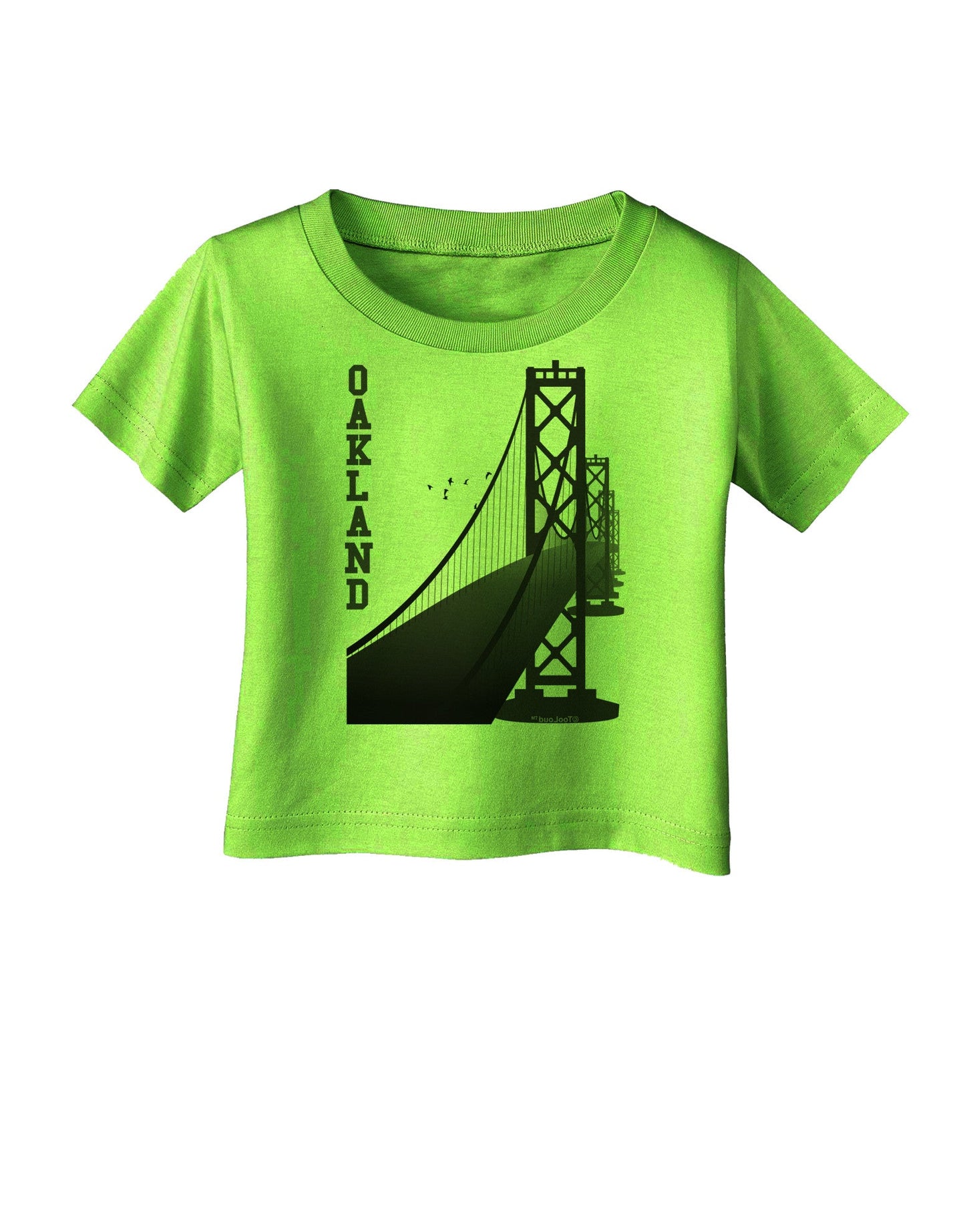 Oakland Text Bay Bridge Infant T-Shirt-Infant T-Shirt-TooLoud-Lime-Green-06-Months-Davson Sales