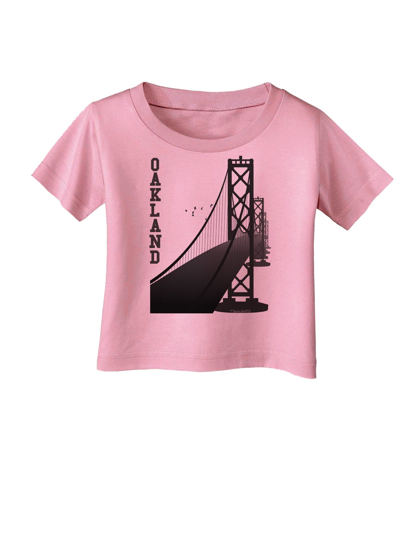 Oakland Text Bay Bridge Infant T-Shirt-Infant T-Shirt-TooLoud-Candy-Pink-06-Months-Davson Sales