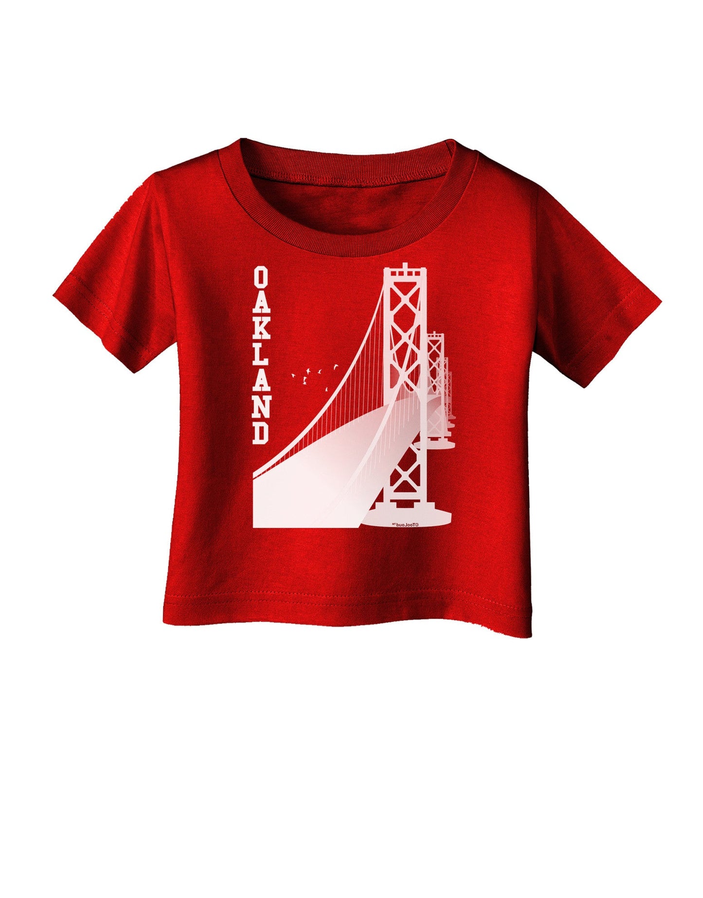 Oakland Text Bay Bridge Infant T-Shirt Dark-Infant T-Shirt-TooLoud-Red-06-Months-Davson Sales