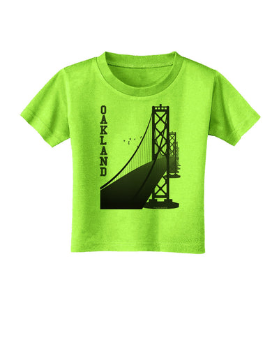 Oakland Text Bay Bridge Toddler T-Shirt-Toddler T-Shirt-TooLoud-Lime-Green-2T-Davson Sales