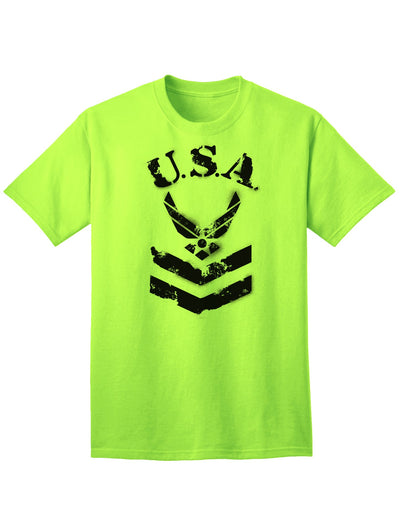 Official USA Military Air Force Stencil Logo Adult T-Shirt-Mens T-shirts-TooLoud-Neon-Green-Small-Davson Sales