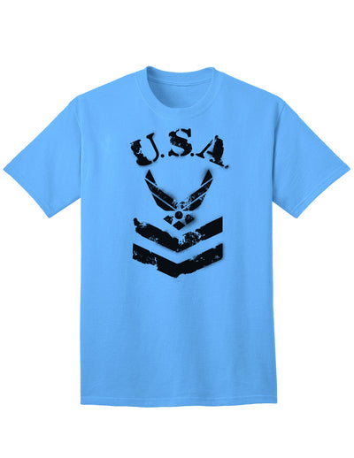 Official USA Military Air Force Stencil Logo Adult T-Shirt-Mens T-shirts-TooLoud-Aquatic-Blue-Small-Davson Sales