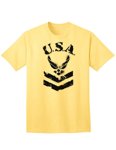 Official USA Military Air Force Stencil Logo Adult T-Shirt-Mens T-shirts-TooLoud-Yellow-Small-Davson Sales