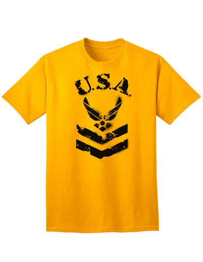 Official USA Military Air Force Stencil Logo Adult T-Shirt-Mens T-shirts-TooLoud-Gold-Small-Davson Sales