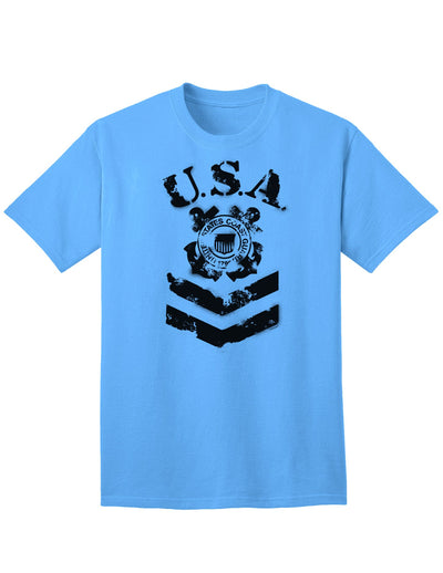 Official USA Military Coast Guard Stencil Logo Adult T-Shirt-Mens T-shirts-TooLoud-Aquatic-Blue-Small-Davson Sales