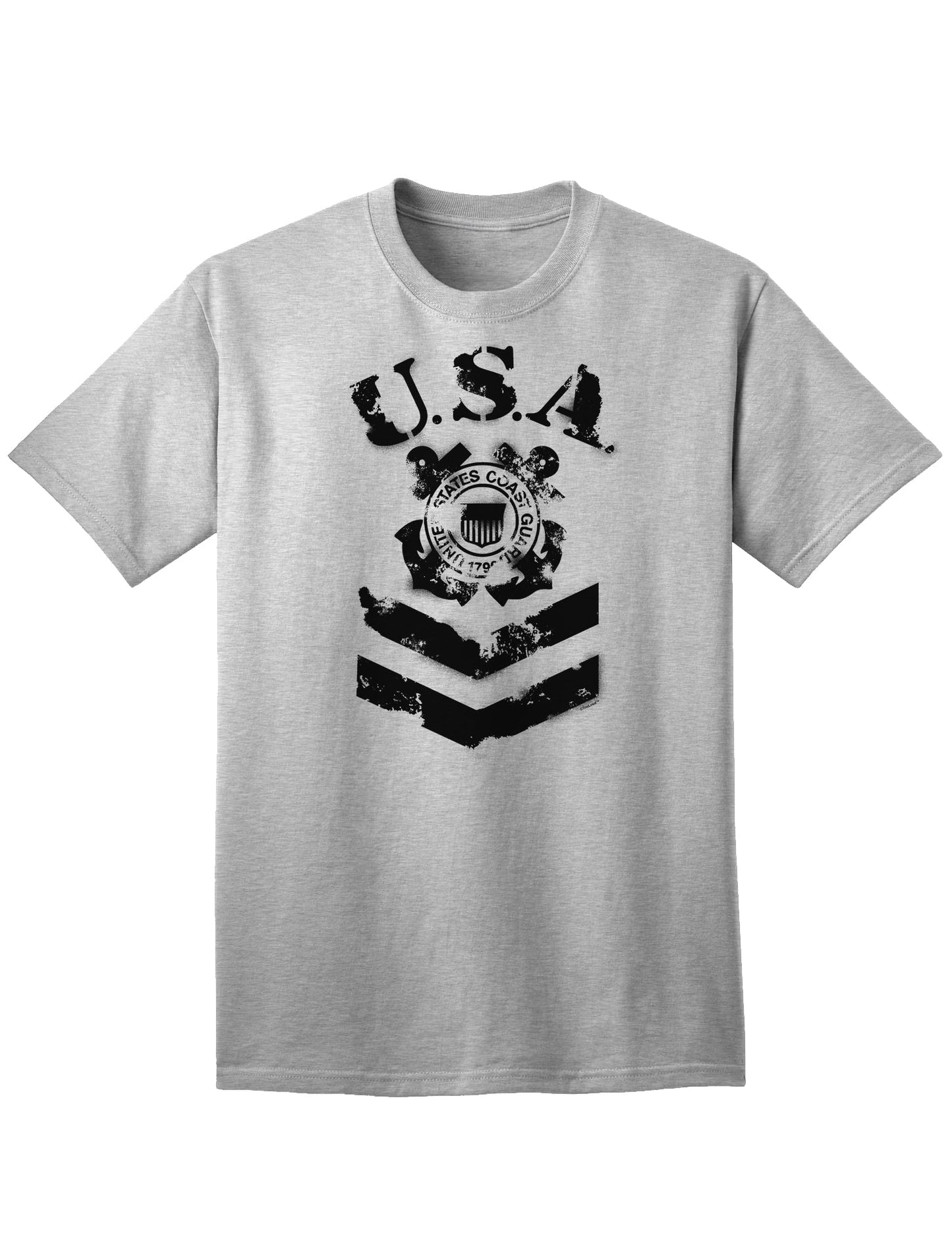 Official USA Military Coast Guard Stencil Logo Adult T-Shirt-Mens T-shirts-TooLoud-AshGray-Small-Davson Sales