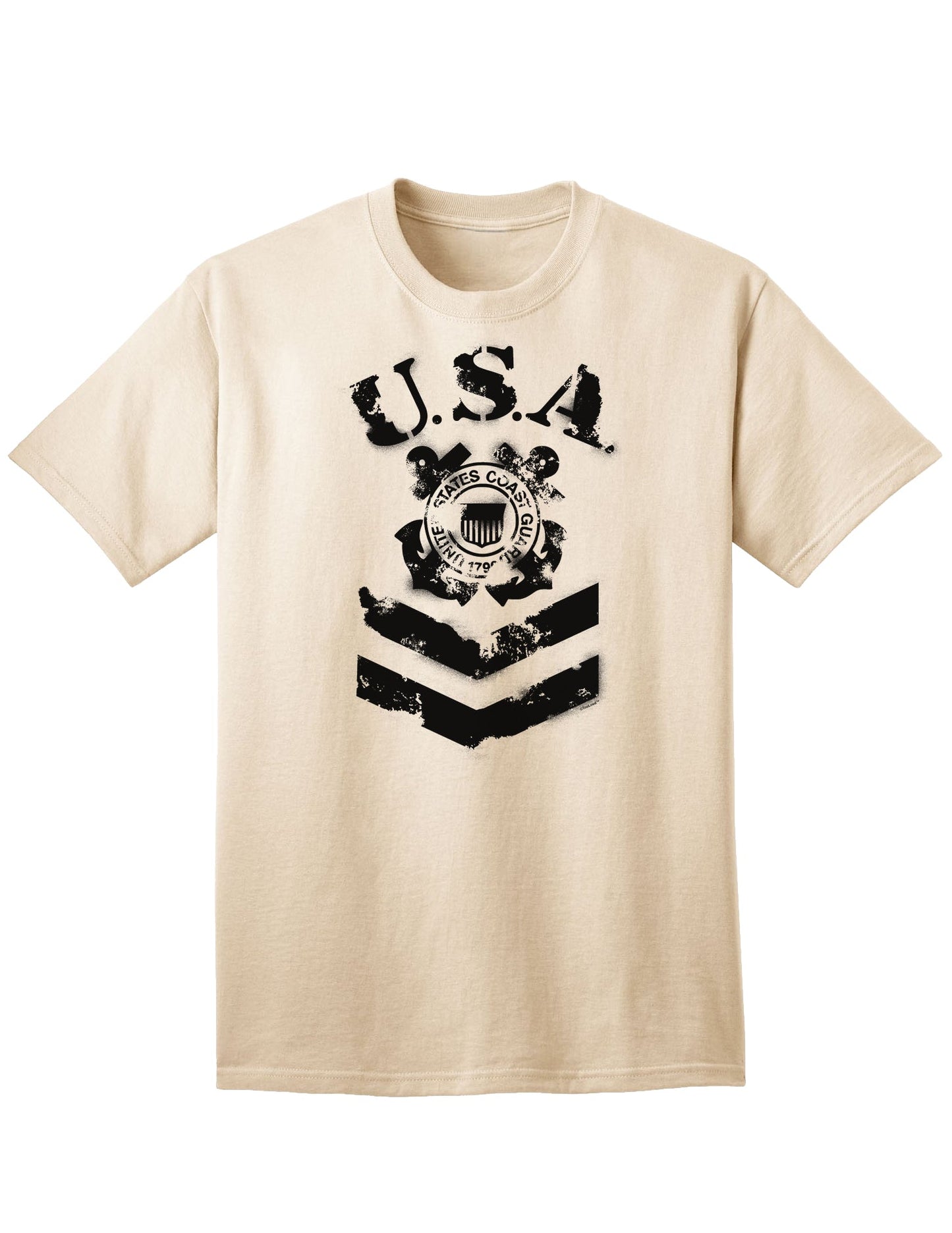 Official USA Military Coast Guard Stencil Logo Adult T-Shirt-Mens T-shirts-TooLoud-Natural-Small-Davson Sales