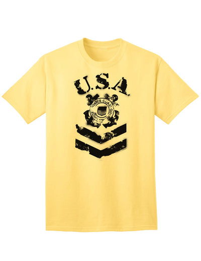 Official USA Military Coast Guard Stencil Logo Adult T-Shirt-Mens T-shirts-TooLoud-Yellow-Small-Davson Sales