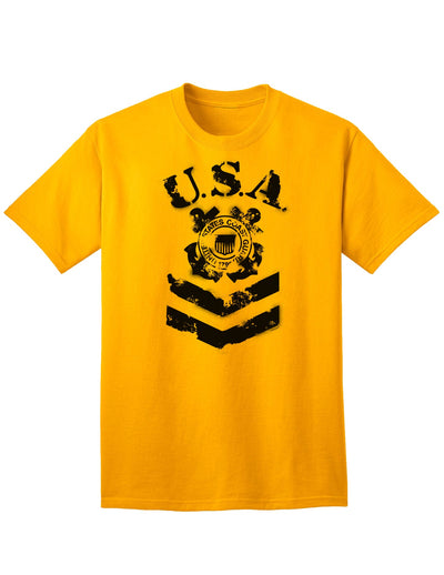 Official USA Military Coast Guard Stencil Logo Adult T-Shirt-Mens T-shirts-TooLoud-Gold-Small-Davson Sales