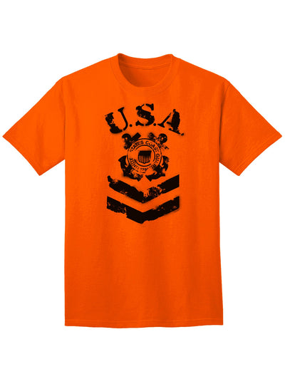 Official USA Military Coast Guard Stencil Logo Adult T-Shirt-Mens T-shirts-TooLoud-Orange-Small-Davson Sales