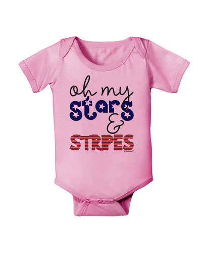 Oh My Stars and Stripes - Patriotic Design Baby Romper Bodysuit-Baby Romper-TooLoud-Light-Pink-06-Months-Davson Sales