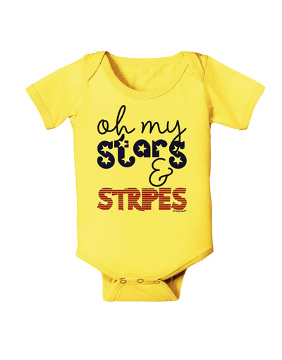 Oh My Stars and Stripes - Patriotic Design Baby Romper Bodysuit-Baby Romper-TooLoud-Yellow-06-Months-Davson Sales