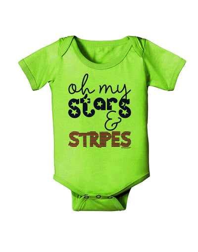 Oh My Stars and Stripes - Patriotic Design Baby Romper Bodysuit-Baby Romper-TooLoud-Lime-Green-06-Months-Davson Sales