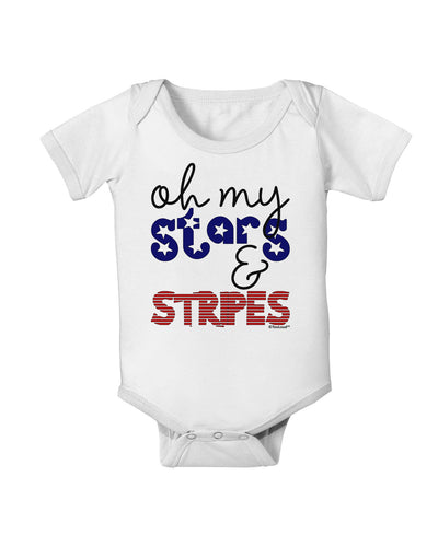 Oh My Stars and Stripes - Patriotic Design Baby Romper Bodysuit-Baby Romper-TooLoud-White-06-Months-Davson Sales