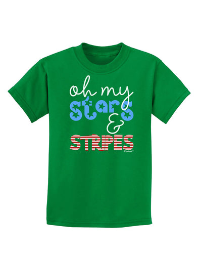 Oh My Stars and Stripes - Patriotic Design Childrens Dark T-Shirt-Childrens T-Shirt-TooLoud-Kelly-Green-X-Small-Davson Sales